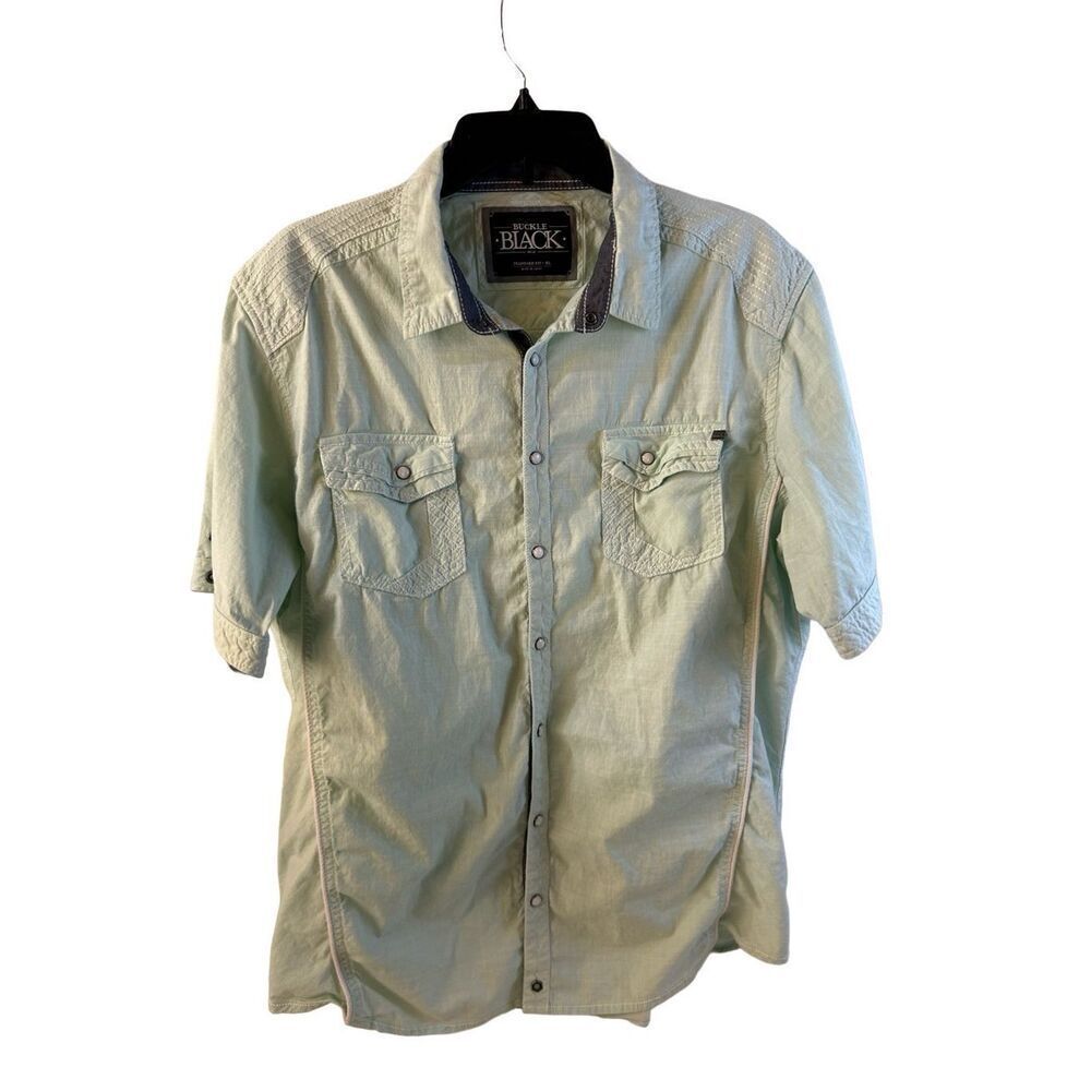 Blue Black Buckle ss western shirt men’s xl rn#75720 snap buttons standard‎ fit